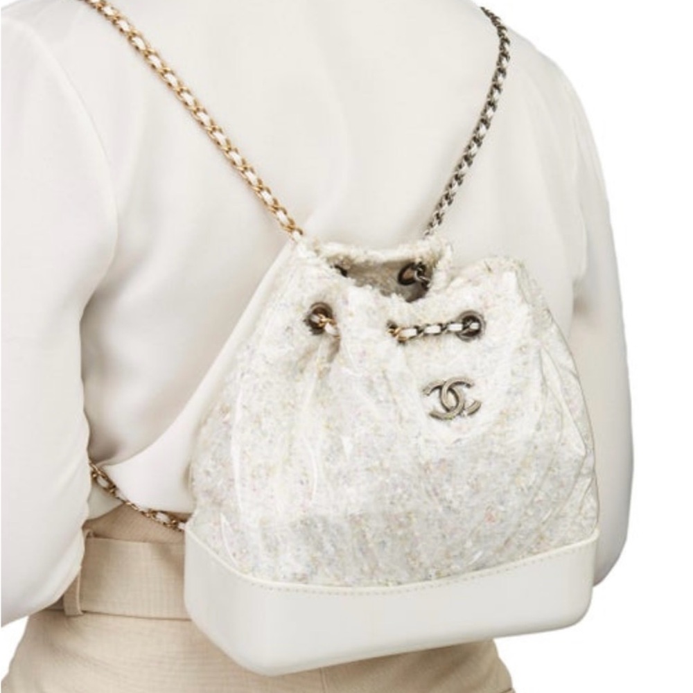 Chanel Gabrielle White PVC Tweed Mini Backpack
Price is firm!